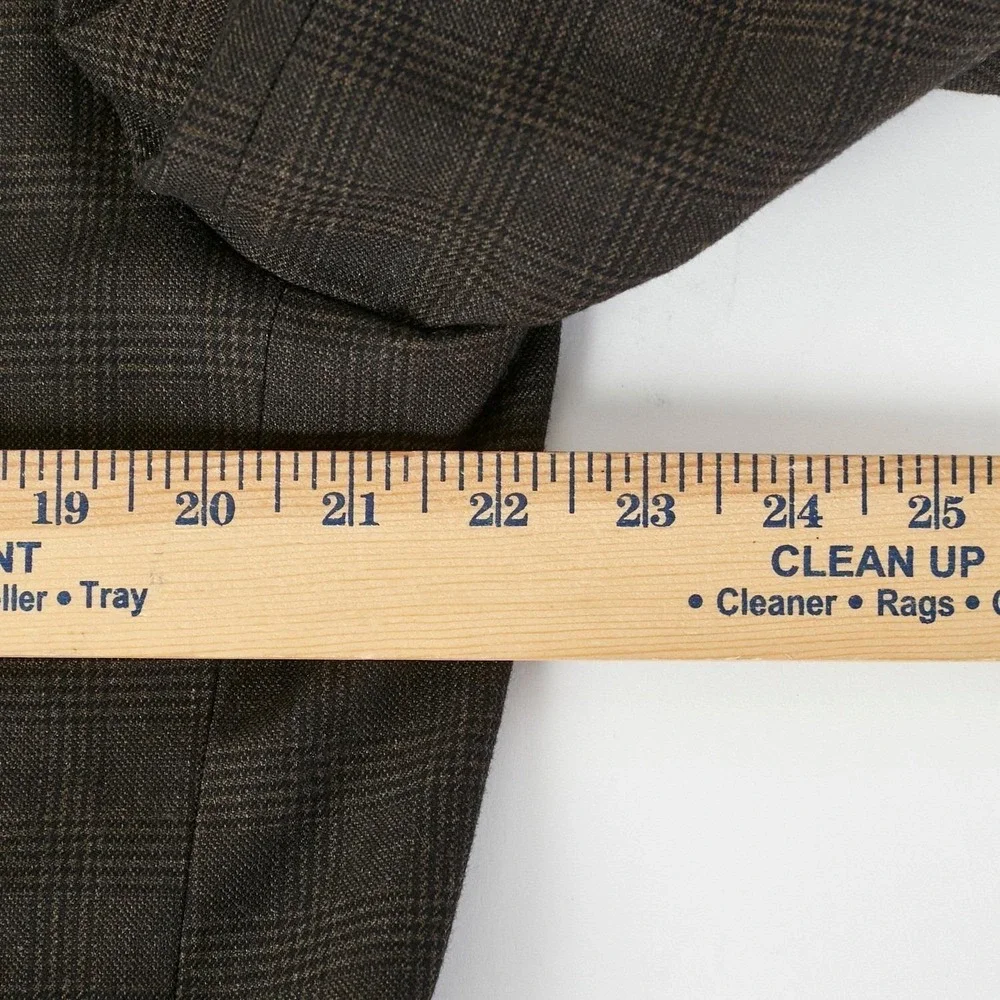 Banana Republic Vintage Men's 44R Brown Plaid Blazer Wool/Cotton‎ Sport Coat